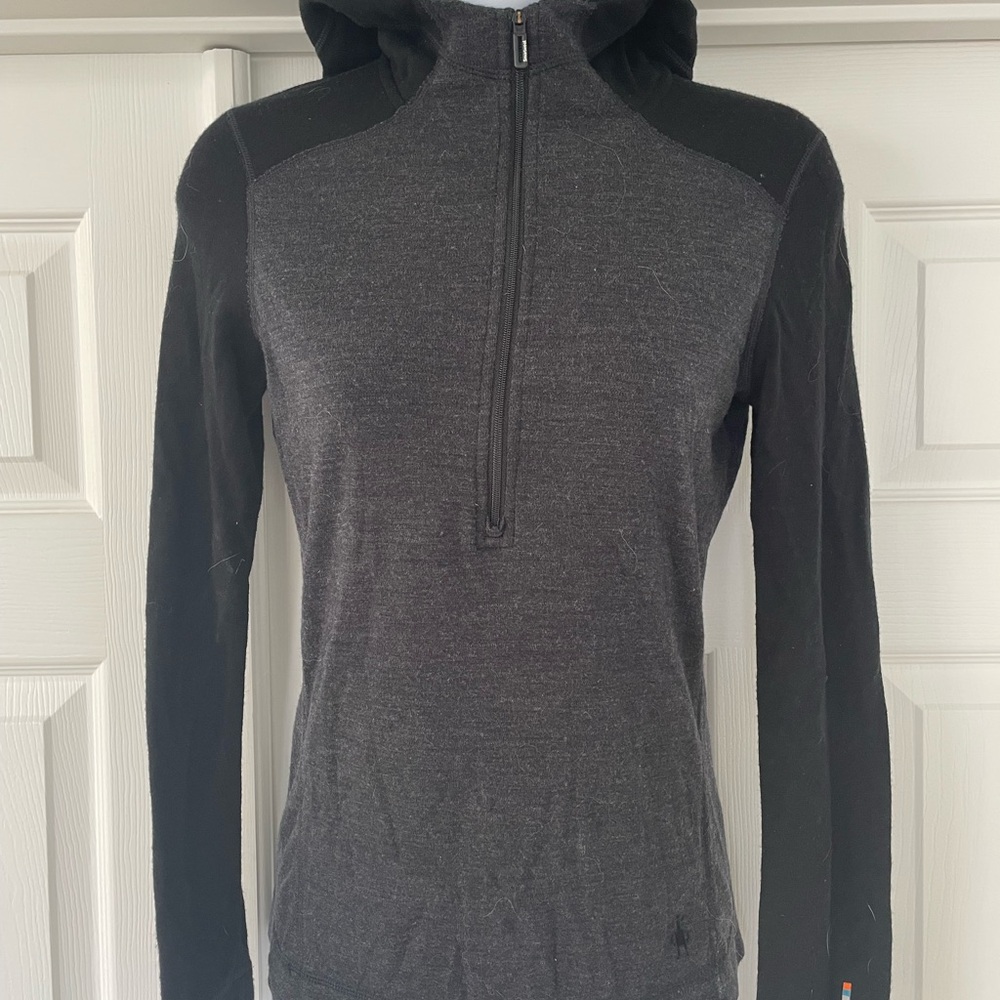 Smartwool Gray and Black Hooded Pullover